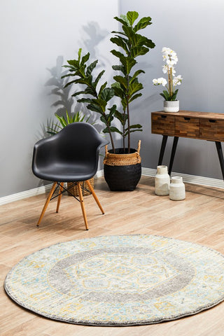 Century 944 Round Rug (Grey) by Rug Culture