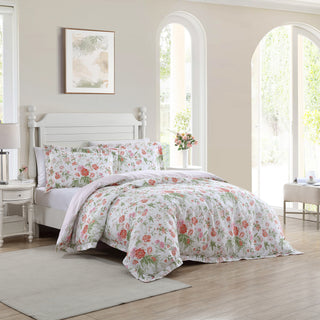 Breezy Floral Coral Quilt Cover Set by Laura Ashley