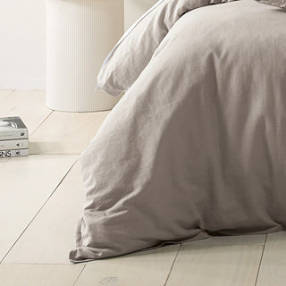 Wellington Oatmeal Linen Blend Quilt Cover Set by Bianca
