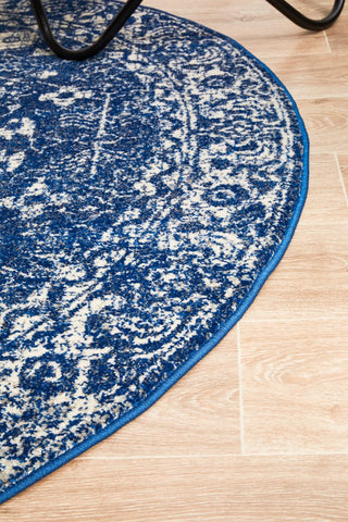 Evoke 252 Round Rug (Navy) by Rug Culture
