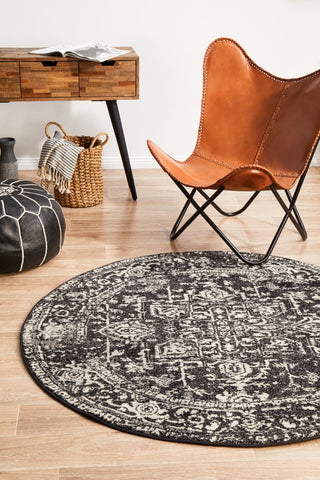 Evoke 253 Round Rug (Charcoal) by Rug Culture