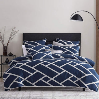 Kennedy Navy Quilt Cover Set by Private Collection