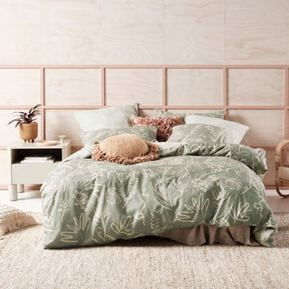 Adley Eucalyptus Quilt Cover Set by Linen House