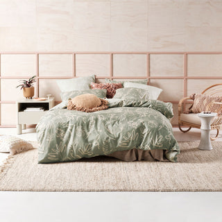 Adley Eucalyptus Quilt Cover Set by Linen House