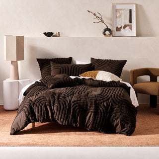 Farrah Cacao Quilt Cover Set by Linen House