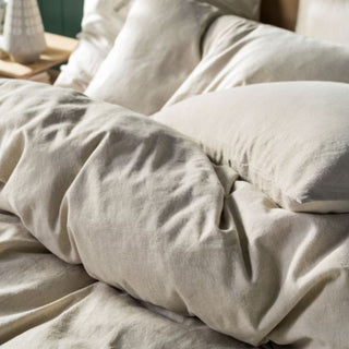 Nimes Natural Linen QUILT COVER SET by Linen House