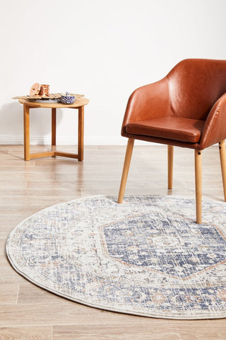 Mayfair Lorissa Round Rug (Blue) by Rug Culture
