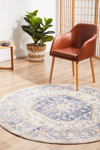Mayfair Lorissa Round Rug (Blue) by Rug Culture