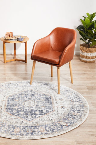 Mayfair Lorissa Round Rug (Blue) by Rug Culture