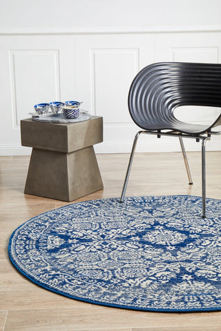 Mirage 358 Round Rug (Navy) by Rug Culture
