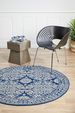 Mirage 358 Round Rug (Navy) by Rug Culture