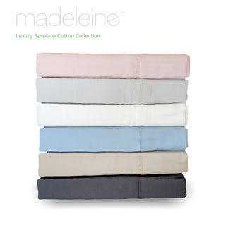Madeleine Hotel Linen Bamboo Cotton Sheets Set - Granite
