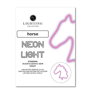 Horse Head LED Neon Light on Stand by Pilbeam Living