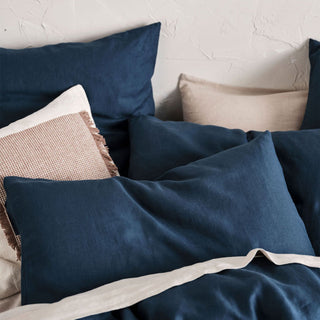 Nimes Linen QUILT COVER SET NAVY by Linen House