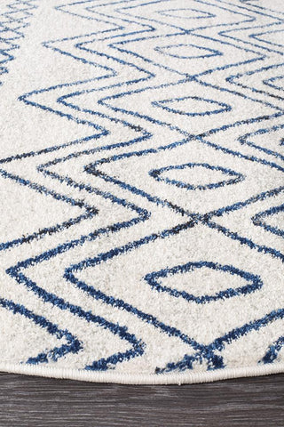 Oasis 453 Round Rug (White Blue) by Rug Culture