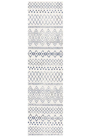 Oasis 453 Runner Rug (White Blue) by Rug Culture