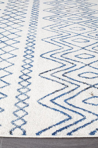 Oasis 453 Runner Rug (White Blue) by Rug Culture