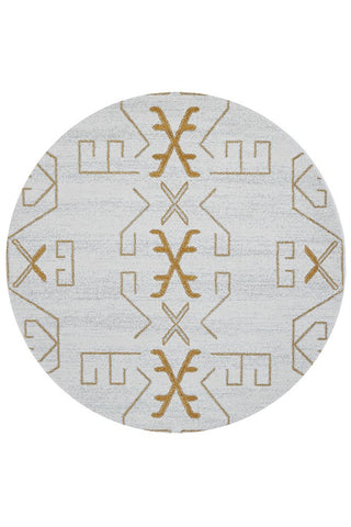 Paradise Cala Round Rug (Gold) by Rug Culture