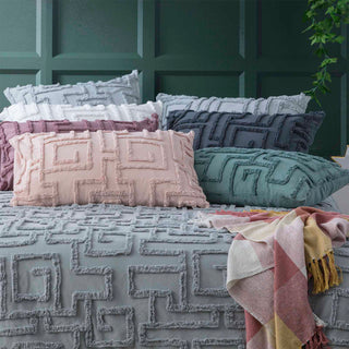 Riley Vintage Washed Cotton Chenille Tufted Quilt Cover Set Mineral by Renee Taylor
