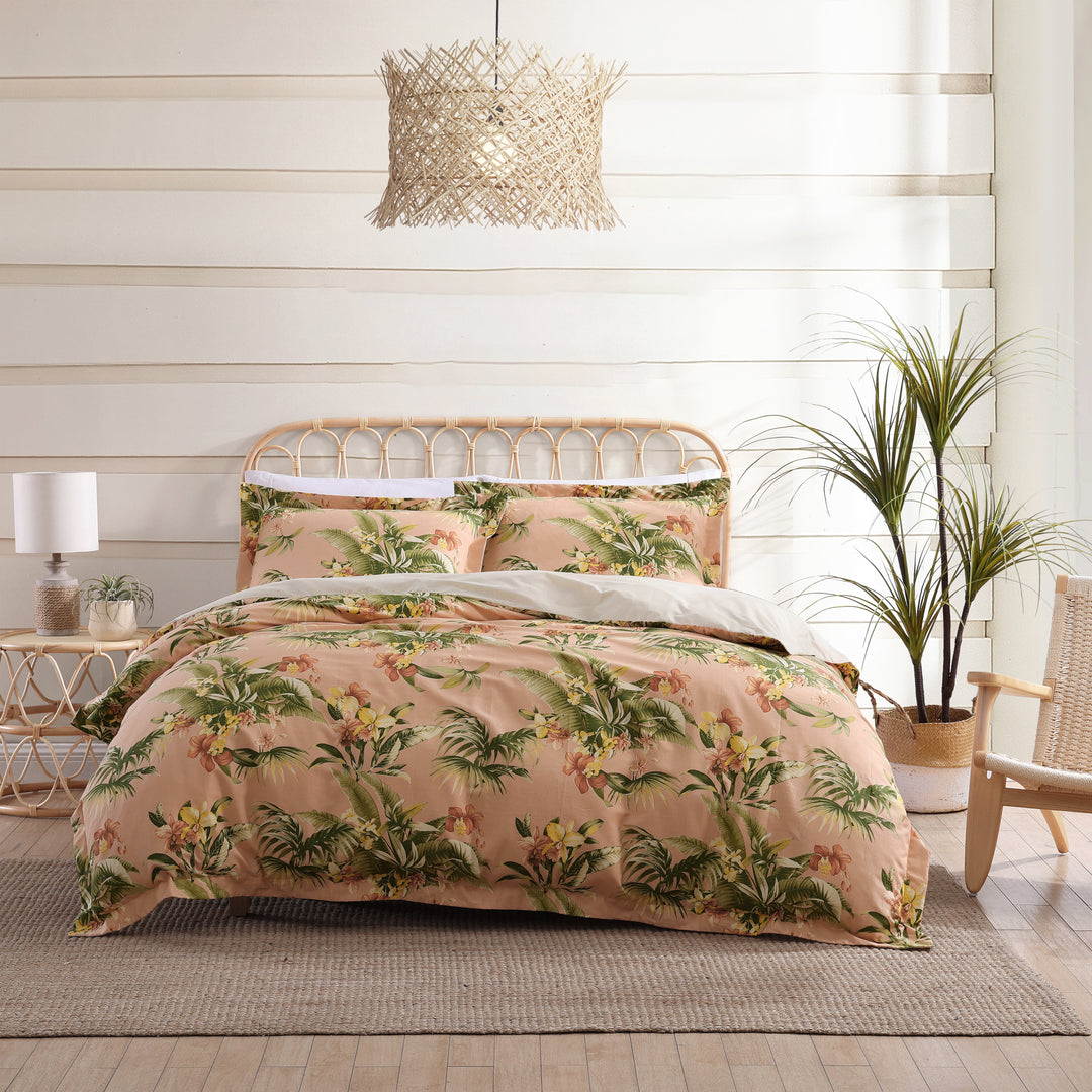 Siesta Key 4-Piece Cantaloupe Orange Botanical Cotton outlet King