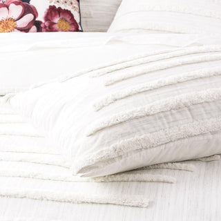Classic Cotton Vintage Washed Tufted Quilt Cover Set WHITE by Revive Living