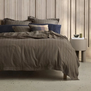 Abbotson Linen Stripe KHAKI Quilt Cover by Sheridan