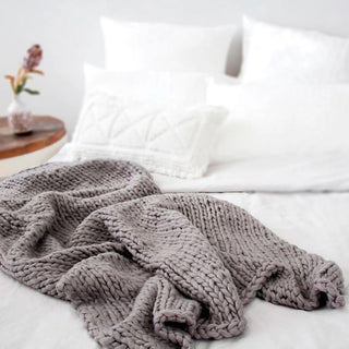 Oslo chunky knit throw GREY by Bambury