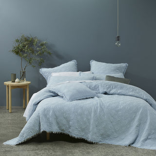 Hayes Quilt Cover Set Soft Blue by Bianca