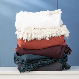 Cavallo Stone Washed 100% Linen Throw - PLUM By Renee Taylor