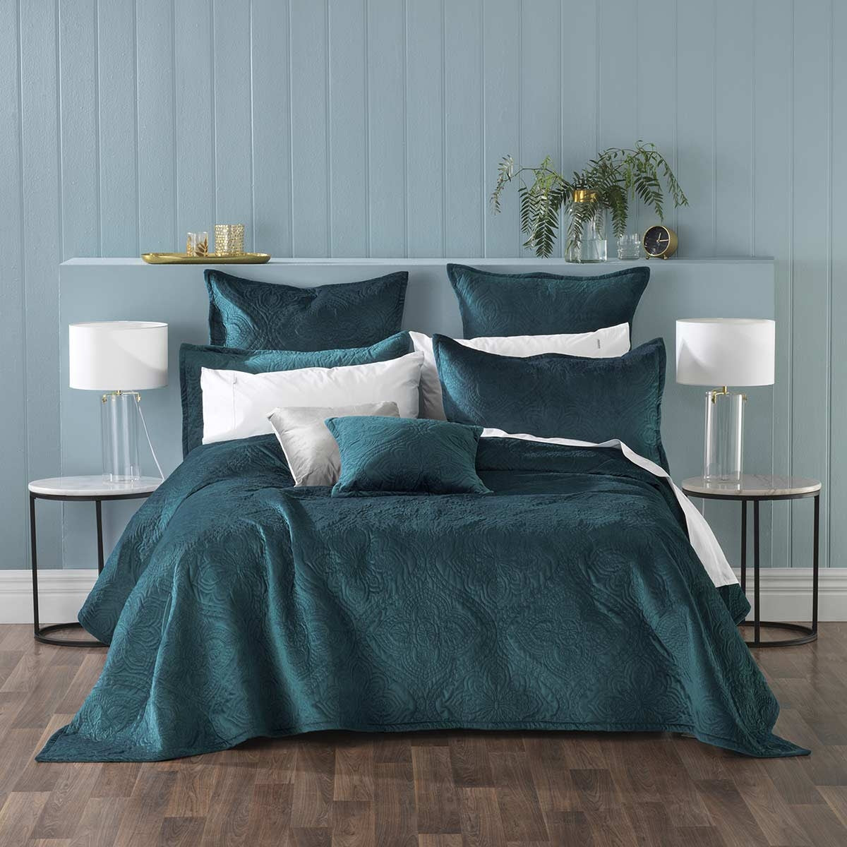 Dynasty Teal Coverlet Set by Bianca Queen/King | Planet Linen