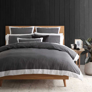 Essex Charcoal Quilt Cover Set by Logan & Mason