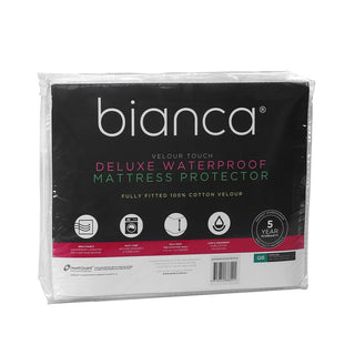Deluxe Waterproof Cotton Velour Mattress Protector by Bianca