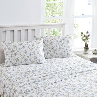 Le Fleur Cottage Blue Cotton Sheet Set by Tommy BahamaLe Fleur Cottage Blue Cotton Sheet Set by Laura Ashley