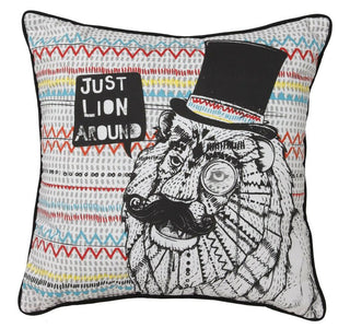 Leo Lion Square filled Cushion by Logan and Mason