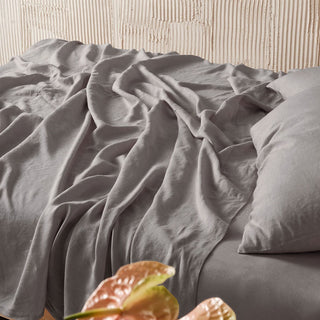 Nimes Pure Linen Ash SHEET SET by LINEN HOUSE