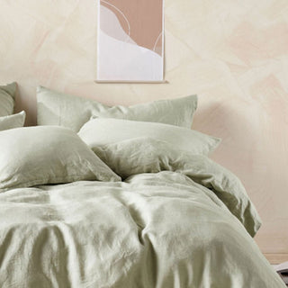 Nimes Wasabi Linen Quilt Cover Set by Linen House