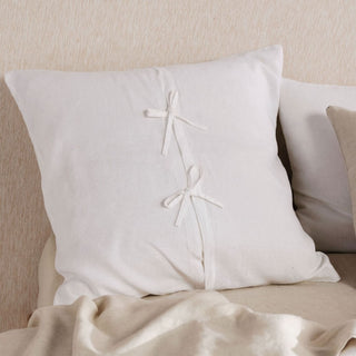 Nimes White Linen European Pillowcase by Linen House