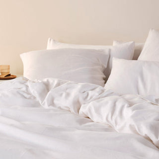 Triblend Linen Cotton Lyocell Quilt Cover Set WHITE by Linen House