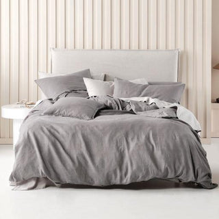 Nimes Linen QUILT COVER SET Ash by Linen House