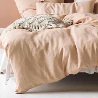 Nimes Nude Linen QUILT COVER SET by Linen House