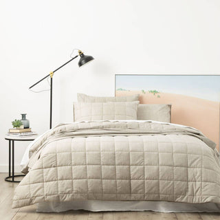 Park Avenue Paradis MUDDY TAUPE Washed Chambray Quilted Quilt Cover Set