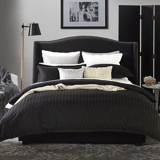 500TC Hotel Stripe Granite Quilt Cover Set by Logan & Mason 