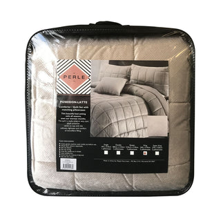 Perle Poseidon Luxury Velour Quilt Set Latte