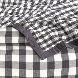 Gingham Washed Cotton Textured Blanket ASH By Renee Taylor