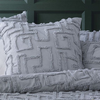 Riley Vintage Washed Cotton Chenille Tufted Quilt Cover Set Silver by Renee Taylor