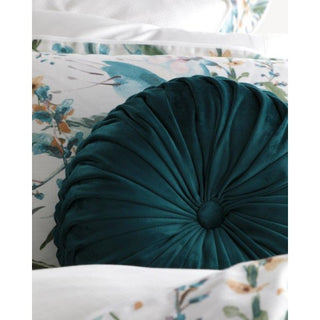 Snow Garden Teal Square Cushion by Private Collection