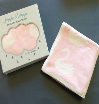 Swan Pink Boxed Baby Blanket by Jiggle & Giggle 