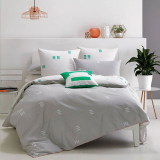 Triplicity Grey Quilt Cover Set by DECO Linen House