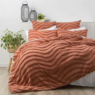 Wave RUST 100% Cotton Chenille Vintage Quilt Cover Set by Park Avenue