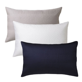 Westcott Pillow Sham White, Silver, navy by Private Collection